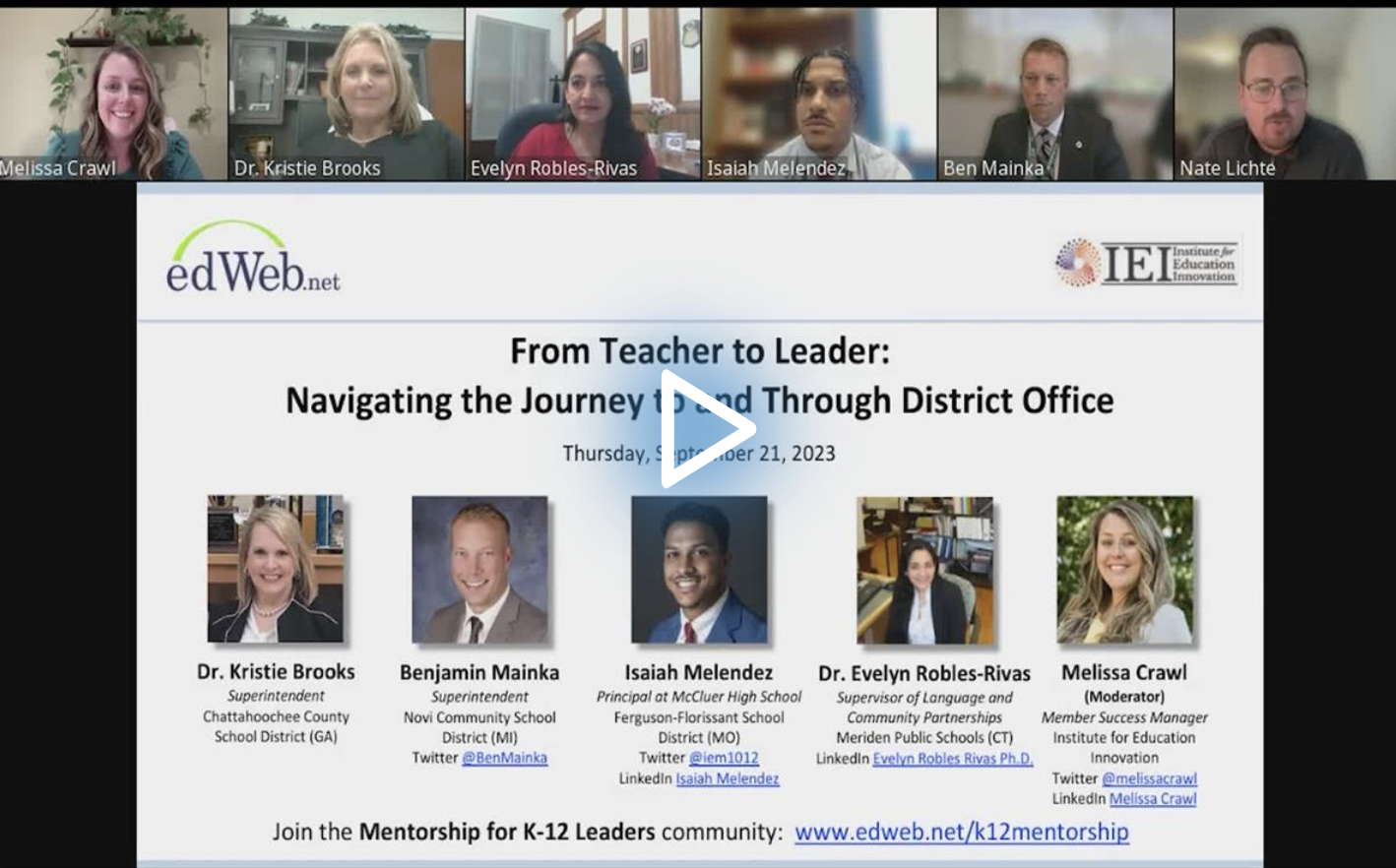 From Teacher to Leader: Navigating the Journey to and Through District Office edLeader Panel recording screenshot